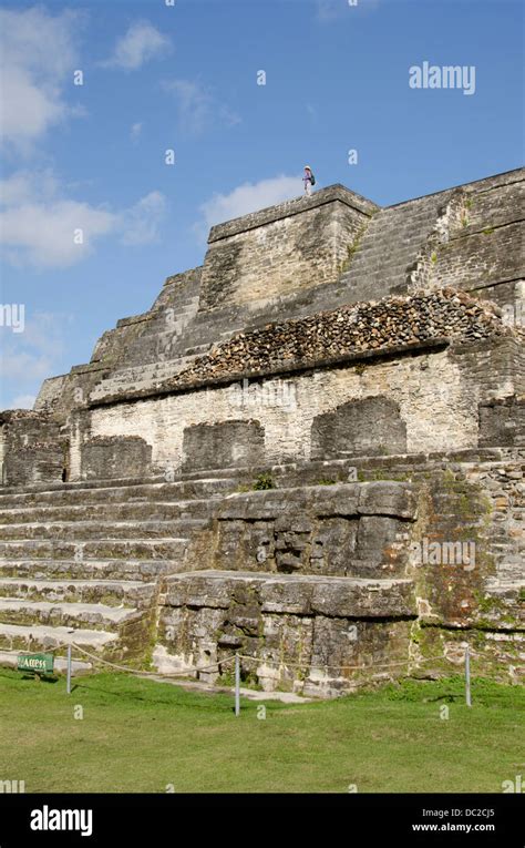 Belize, Altun Ha. Ruins of Mayan ceremonial site. Plaza B, Temple of the Masonry Altars (aka ...