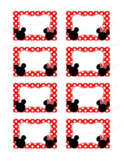 Mickey Mouse Name Tag - Minnie Mouse Printable - Digital - Birthday Party - 2"x3 ...