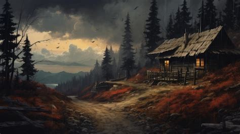 Premium Photo | Eerily Realistic Dark Forest Cabin Desktop Wallpaper