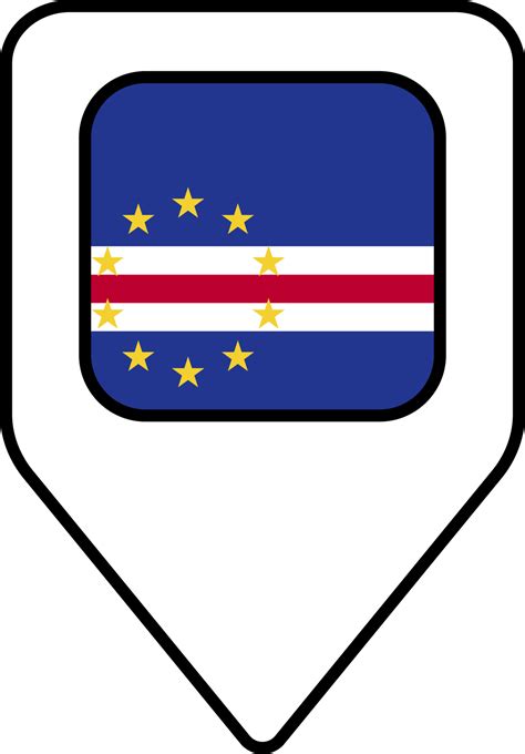 Cape Verde flag map pin navigation icon, square design. 24076562 PNG