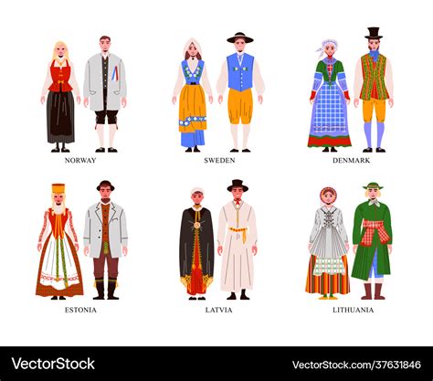 European national costume set Royalty Free Vector Image