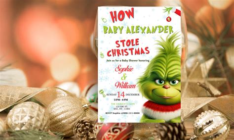 Grinch Baby Shower Invitation, Whoville Baby Shower Invite, Christmas ...