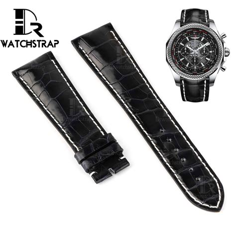 Replacement Black Leather watch band strap fit for Breitling watches ...