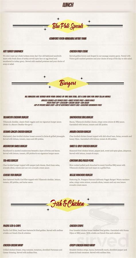 Mukilteo's Speedway Cafe menu in Mukilteo, Washington, USA