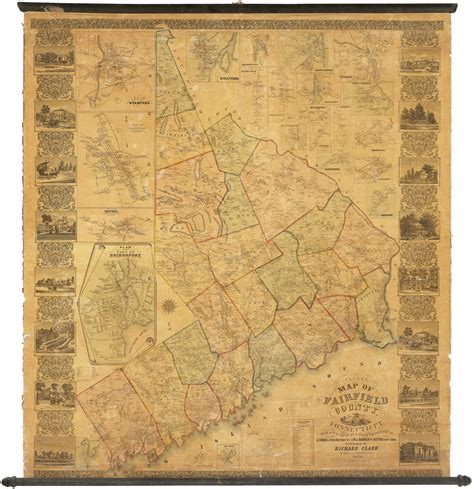 Monumental wall map of Fairfield County Connecticut - Rare & Antique Maps