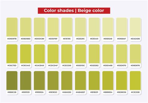 Beige color shades with RGB HEX for textile, fashion design, paint 15806649 Vector Art at Vecteezy