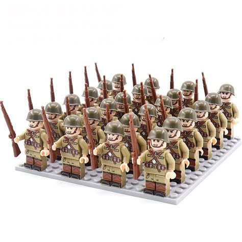 24pcs СССР Army WWII Soldiers Minifigures Lego Compatible Military Sets