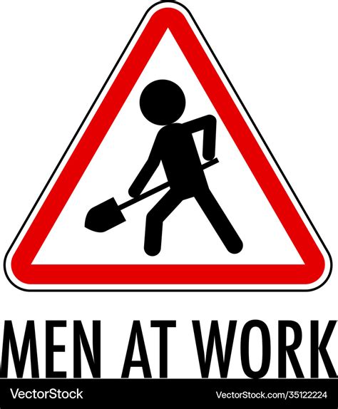 Men at work sign isolated on white background Vector Image