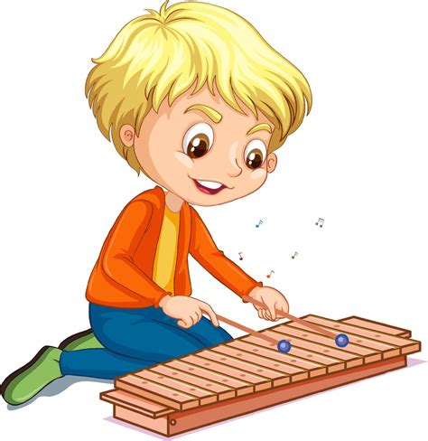 Character of a boy playing xylophone on white background 2120025 Vector Art at Vecteezy