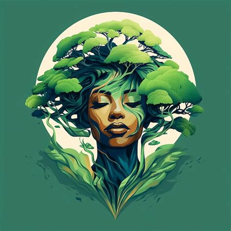 Premium AI Image | African woman's head in tree leaves