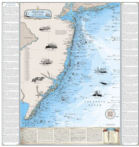 New Jersey Shipwreck Chart: Sandy Hook to Cape May | Sealake Products LLC