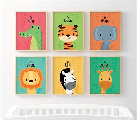 Kids wall art, Nursery wall art, Colourful Nursery prints, Safari nursery, Animal nursery ...