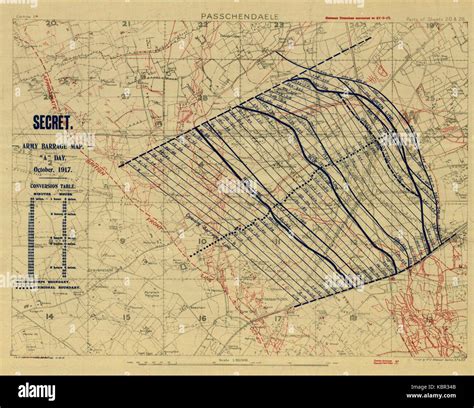 First Battle of Passchendaele barrage map Stock Photo - Alamy