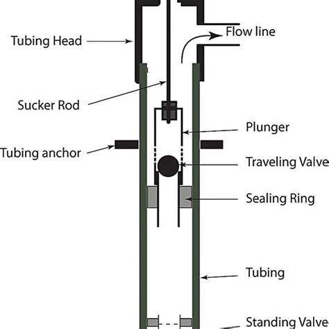 A schematic diagram of a sucker rod pumping system (Golan, 1991 ...