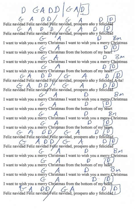 Feliz Navidad (Jose Feliciano) Guitar Chord Chart | Lyrics and chords ...