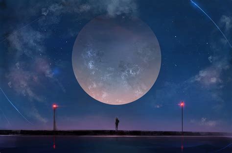 Full Moon Wallpaper - Night Sky Anime Moon - 4500x2967 Wallpaper ...