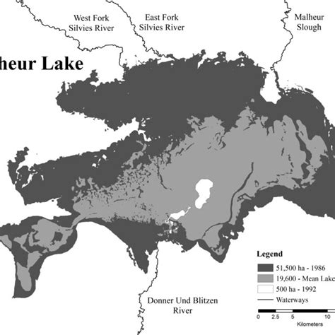 Map of Malheur Lake located within the Malheur National Wildlife Refuge ...