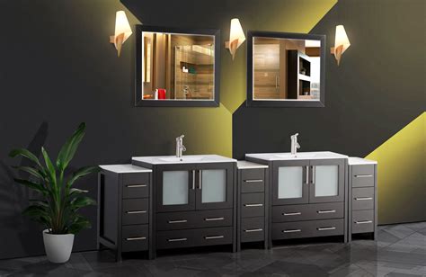 Vanity Art 96" Double Sink Bathroom Vanity Combo Set - Modern Bathroom Storage Solid Wood ...