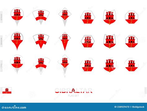 Collection of the Gibraltar Flag in Different Shapes and with Three ...