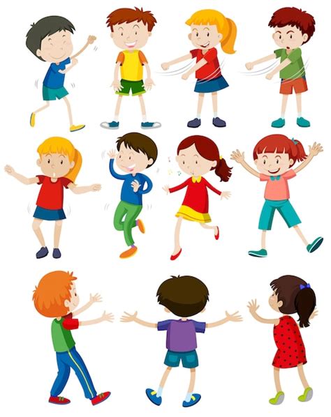 Premium Vector | Set of children dancing