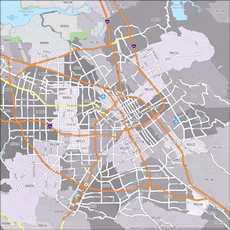 San Jose Zip Code Map - GIS Geography