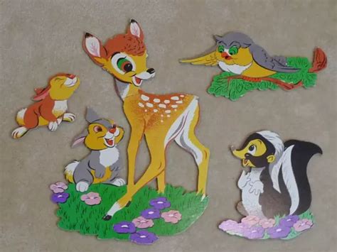 VTG DISNEY PRESSED Cardboard Nursery Wall Art Decor Bambi Thumper Flower Owl $15.99 - PicClick