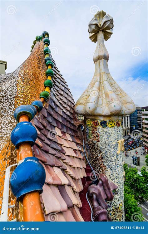 Mosaic Detail on the Roof, Casa Batllo Editorial Photo - Image of ...