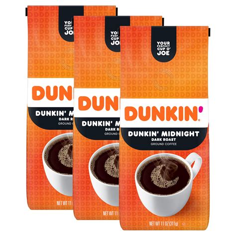 (3 pack) Dunkin Midnight Dark Roast Ground Coffee, 11 oz. Bag - Walmart.com