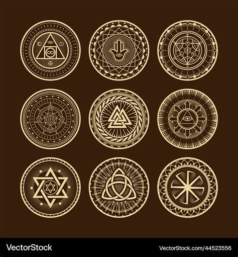 Pentagram symbols set magic egypt logo collection Vector Image