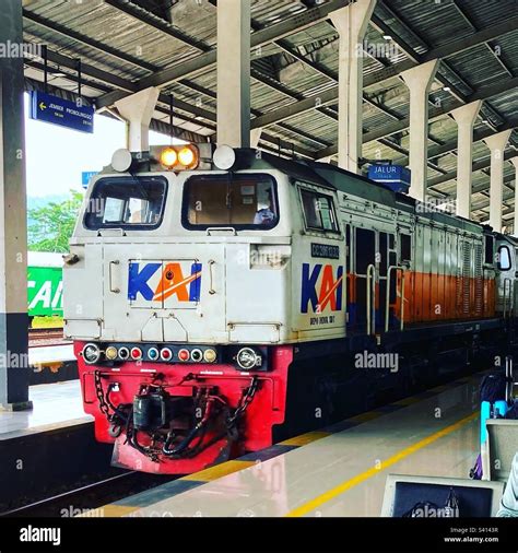 Indonesia KAI train on platform at Ketapang station Stock Photo - Alamy