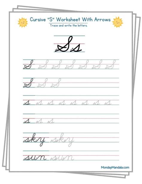 Cursive writing: Letter S worksheets | K5 Learning - Worksheets Library