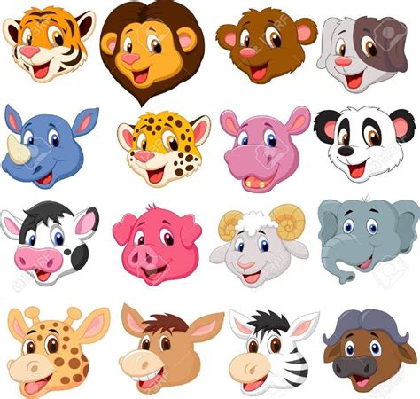 Cartoon animals, Cute cartoon animals, Animal heads