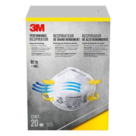 3M 8210 N95 Drywall Sanding Disposable Respirator (20-Pack) 8210DB1-A The Home Depot | atelier ...