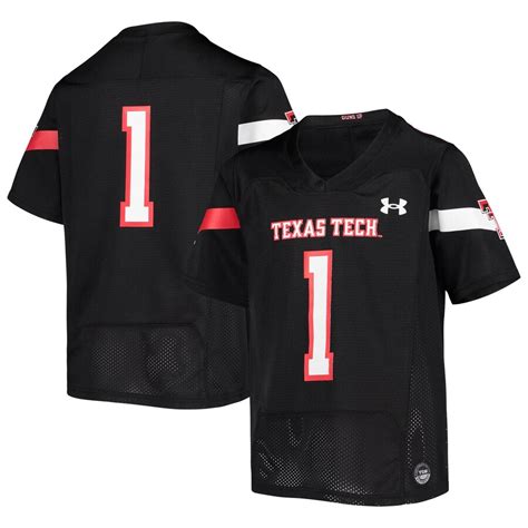 Youth Under Armour #1 Black Texas Tech Red Raiders Team Replica ...