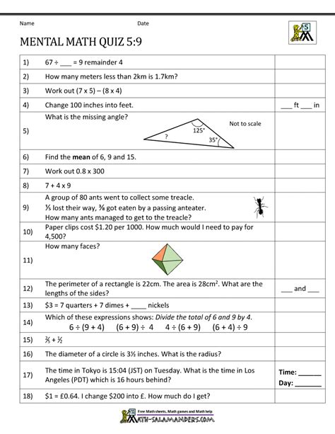 Mental Math 5th Grade