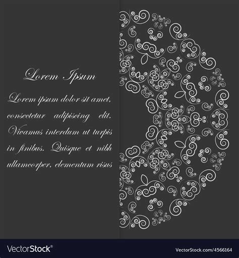 Black and white card design with ornate pattern Vector Image