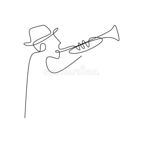 Continuous line drawing of jazz musicians playing trumpet music instruments #Sponsored , # ...