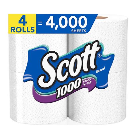 Amazon : Scott 1000 Sheets Per Roll, 4 Toilet Paper Rolls, Bath Tissue Just As Low As $3.27 W ...