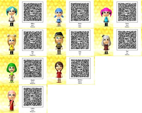 Tomodachi Life-Vocaloid and UTAU QR Codes by UnicornYokai on DeviantArt