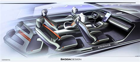 Sketch of the ŠKODA VISION 7S interior - Škoda Storyboard