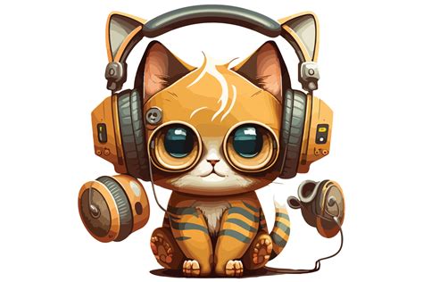 Cat wearing headphones vector illustration 22330398 Vector Art at Vecteezy