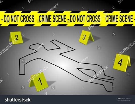 A Body Outline With Crime Scene Tape And Numbers / Crime Scene Stock Photo 83753233 : Shutterstock