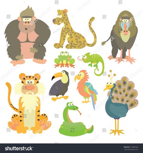 Jungle Animals Vector Set 스톡 벡터(로열티 프리) 175096106 | Shutterstock