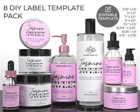 Editable Cosmetic Label Template Custom Skincare Product | Etsy