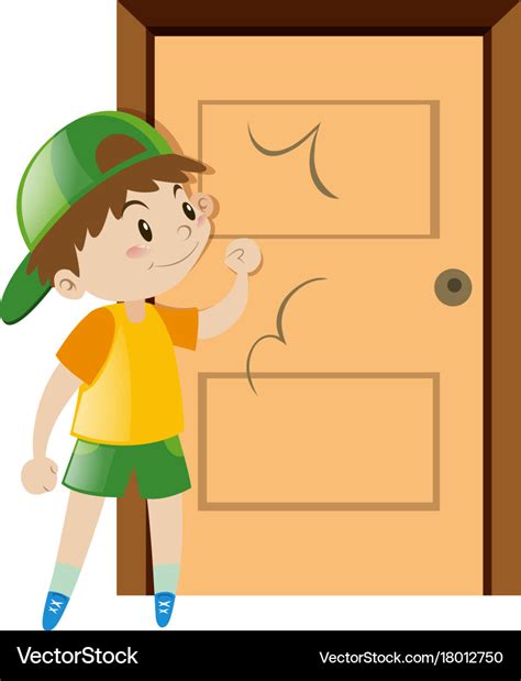 Little boy knocking on the door Royalty Free Vector Image