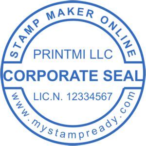 Corporate seal in blue round form created with the stamp maker online | Stamp maker ...