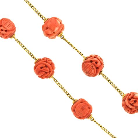 Natural Coral and Gold Necklace at 1stDibs