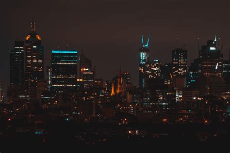 wallpaper night city, buildings, aerial view, dark, architecture, lights HD : Widescreen : High ...