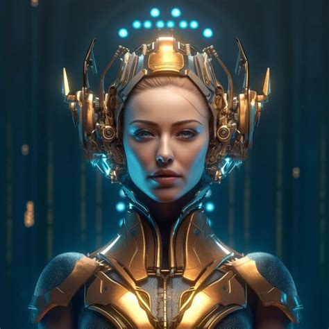 Premium AI Image | Beautiful futuristic robotic woman head with gold headphone wallpaper AI ...