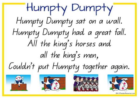 Humpty Dumpty Nursery Rhyme | Nursery rhymes lyrics, Nursery rhymes poems, Humpty dumpty nursery ...